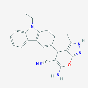 molecular formula C22H19N5O B464351 6-amino-4-(9-ethyl-9H-carbazol-3-yl)-3-methyl-1,4-dihydropyrano[2,3-c]pyrazole-5-carbonitrile CAS No. 315249-19-5