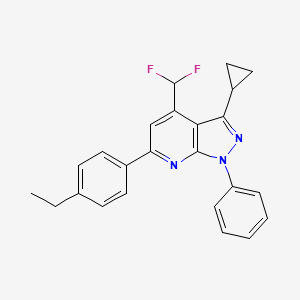 molecular formula C24H21F2N3 B4643525 3-cyclopropyl-4-(difluoromethyl)-6-(4-ethylphenyl)-1-phenyl-1H-pyrazolo[3,4-b]pyridine 