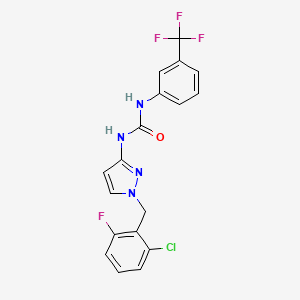 molecular formula C18H13ClF4N4O B4643547 N-[1-(2-chloro-6-fluorobenzyl)-1H-pyrazol-3-yl]-N'-[3-(trifluoromethyl)phenyl]urea 