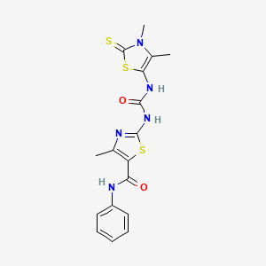 molecular formula C17H17N5O2S3 B4643561 2-({[(3,4-dimethyl-2-thioxo-2,3-dihydro-1,3-thiazol-5-yl)amino]carbonyl}amino)-4-methyl-N-phenyl-1,3-thiazole-5-carboxamide 