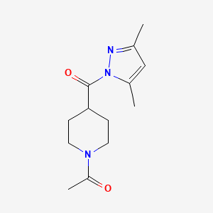 molecular formula C13H19N3O2 B4643576 1-acetyl-4-[(3,5-dimethyl-1H-pyrazol-1-yl)carbonyl]piperidine 