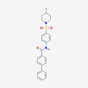 molecular formula C25H26N2O3S B464358 N-{4-[(4-methyl-1-piperidinyl)sulfonyl]phenyl}-4-biphenylcarboxamide CAS No. 315670-26-9