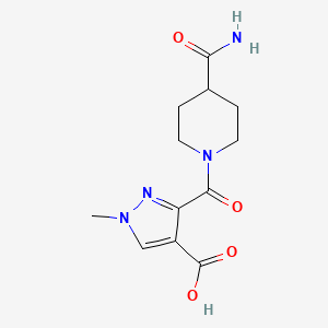 molecular formula C12H16N4O4 B4643597 3-{[4-(aminocarbonyl)-1-piperidinyl]carbonyl}-1-methyl-1H-pyrazole-4-carboxylic acid 