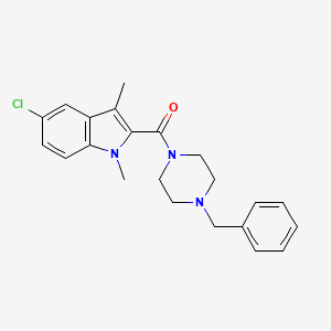 molecular formula C22H24ClN3O B4643616 2-[(4-benzyl-1-piperazinyl)carbonyl]-5-chloro-1,3-dimethyl-1H-indole 