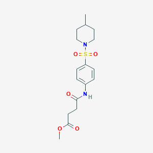 molecular formula C17H24N2O5S B464364 Methyl 4-({4-[(4-methyl-1-piperidinyl)sulfonyl]phenyl}amino)-4-oxobutanoate CAS No. 327065-72-5