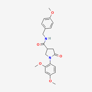 molecular formula C21H24N2O5 B4643641 1-(2,4-dimethoxyphenyl)-N-(4-methoxybenzyl)-5-oxo-3-pyrrolidinecarboxamide 