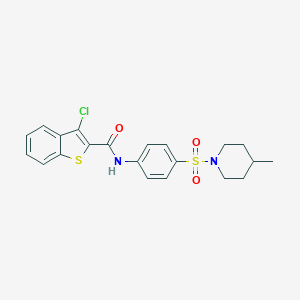 molecular formula C21H21ClN2O3S2 B464365 3-chloro-N-{4-[(4-methylpiperidin-1-yl)sulfonyl]phenyl}-1-benzothiophene-2-carboxamide CAS No. 349621-10-9