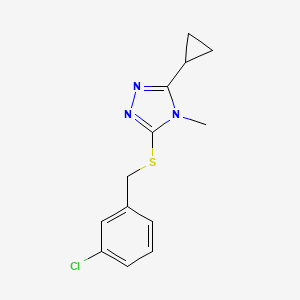 molecular formula C13H14ClN3S B4643668 3-[(3-chlorobenzyl)thio]-5-cyclopropyl-4-methyl-4H-1,2,4-triazole 