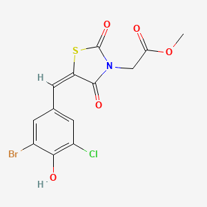 molecular formula C13H9BrClNO5S B4643682 methyl [5-(3-bromo-5-chloro-4-hydroxybenzylidene)-2,4-dioxo-1,3-thiazolidin-3-yl]acetate 