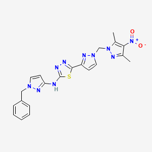 molecular formula C21H20N10O2S B4643691 N-(1-benzyl-1H-pyrazol-3-yl)-5-{1-[(3,5-dimethyl-4-nitro-1H-pyrazol-1-yl)methyl]-1H-pyrazol-3-yl}-1,3,4-thiadiazol-2-amine 