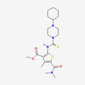 molecular formula C21H32N4O3S2 B4643718 methyl 2-{[(4-cyclohexyl-1-piperazinyl)carbonothioyl]amino}-5-[(dimethylamino)carbonyl]-4-methyl-3-thiophenecarboxylate 