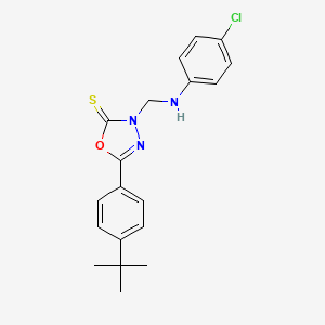 molecular formula C19H20ClN3OS B4643788 5-(4-tert-butylphenyl)-3-{[(4-chlorophenyl)amino]methyl}-1,3,4-oxadiazole-2(3H)-thione 