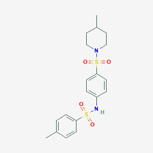 molecular formula C19H24N2O4S2 B464380 4-methyl-N-(4-((4-methylpiperidin-1-yl)sulfonyl)phenyl)benzenesulfonamide CAS No. 349620-62-8