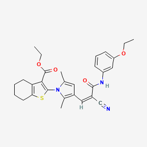 ethyl 2-(3-{2-cyano-3-[(3-ethoxyphenyl)amino]-3-oxo-1-propen-1-yl}-2,5-dimethyl-1H-pyrrol-1-yl)-4,5,6,7-tetrahydro-1-benzothiophene-3-carboxylate