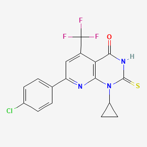 7-(4-chlorophenyl)-1-cyclopropyl-2-mercapto-5-(trifluoromethyl)pyrido[2,3-d]pyrimidin-4(1H)-one