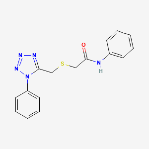 molecular formula C16H15N5OS B4643956 N-phenyl-2-{[(1-phenyl-1H-tetrazol-5-yl)methyl]thio}acetamide 