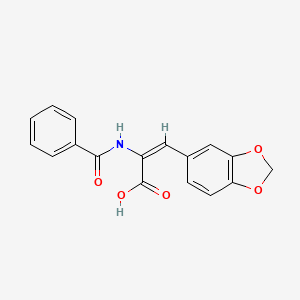 molecular formula C17H13NO5 B4643974 3-(1,3-benzodioxol-5-yl)-2-(benzoylamino)acrylic acid 