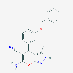 molecular formula C21H18N4O2 B464401 6-Amino-4-[3-(benzyloxy)phenyl]-3-methyl-1,4-dihydropyrano[2,3-c]pyrazole-5-carbonitrile CAS No. 315671-05-7