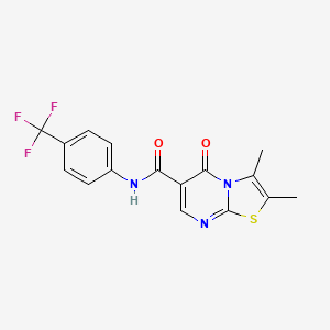 molecular formula C16H12F3N3O2S B4644025 2,3-dimethyl-5-oxo-N-[4-(trifluoromethyl)phenyl]-5H-[1,3]thiazolo[3,2-a]pyrimidine-6-carboxamide 