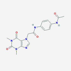 molecular formula C17H18N6O4 B464405 N-[4-(acetylamino)phenyl]-2-(1,3-dimethyl-2,6-dioxo-1,2,3,6-tetrahydro-7H-purin-7-yl)acetamide CAS No. 349131-78-8