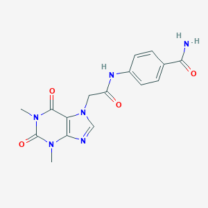 molecular formula C16H16N6O4 B464408 4-{[(1,3-dimethyl-2,6-dioxo-1,2,3,6-tetrahydro-7H-purin-7-yl)acetyl]amino}benzamide CAS No. 349135-96-2