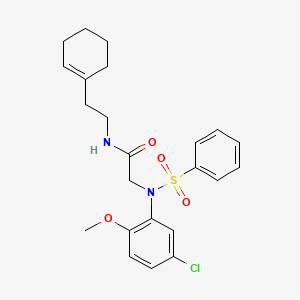 molecular formula C23H27ClN2O4S B4644104 N~2~-(5-chloro-2-methoxyphenyl)-N~1~-[2-(1-cyclohexen-1-yl)ethyl]-N~2~-(phenylsulfonyl)glycinamide 