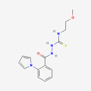 molecular formula C15H18N4O2S B4644106 N-(2-methoxyethyl)-2-[2-(1H-pyrrol-1-yl)benzoyl]hydrazinecarbothioamide 