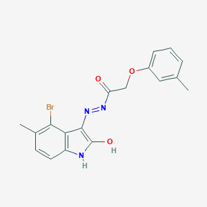 molecular formula C18H16BrN3O3 B464412 N'-(4-bromo-5-methyl-2-oxo-1,2-dihydro-3H-indol-3-ylidene)-2-(3-methylphenoxy)acetohydrazide 