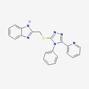 molecular formula C21H16N6S B4644185 2-({[4-phenyl-5-(2-pyridinyl)-4H-1,2,4-triazol-3-yl]thio}methyl)-1H-benzimidazole 
