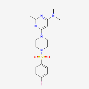 molecular formula C17H22FN5O2S B4644197 6-{4-[(4-fluorophenyl)sulfonyl]-1-piperazinyl}-N,N,2-trimethyl-4-pyrimidinamine 