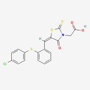 molecular formula C18H12ClNO3S3 B4644211 (5-{2-[(4-chlorophenyl)thio]benzylidene}-4-oxo-2-thioxo-1,3-thiazolidin-3-yl)acetic acid 