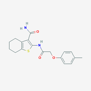 molecular formula C18H20N2O3S B464432 2-{[(4-Methylphenoxy)acetyl]amino}-4,5,6,7-tetrahydro-1-benzothiophene-3-carboxamide CAS No. 315675-97-9