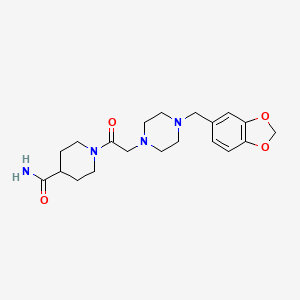 molecular formula C20H28N4O4 B4644353 1-{[4-(1,3-benzodioxol-5-ylmethyl)-1-piperazinyl]acetyl}-4-piperidinecarboxamide 