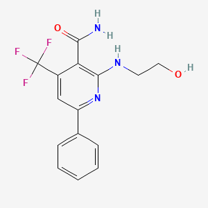 molecular formula C15H14F3N3O2 B4644362 2-[(2-hydroxyethyl)amino]-6-phenyl-4-(trifluoromethyl)nicotinamide 