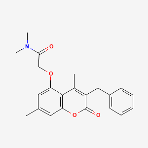 molecular formula C22H23NO4 B4644366 2-[(3-benzyl-4,7-dimethyl-2-oxo-2H-chromen-5-yl)oxy]-N,N-dimethylacetamide 