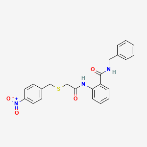 molecular formula C23H21N3O4S B4644385 N-benzyl-2-({[(4-nitrobenzyl)thio]acetyl}amino)benzamide 