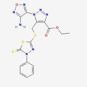 molecular formula C16H14N8O3S3 B4644403 ethyl 1-(4-amino-1,2,5-oxadiazol-3-yl)-5-{[(4-phenyl-5-thioxo-4,5-dihydro-1,3,4-thiadiazol-2-yl)thio]methyl}-1H-1,2,3-triazole-4-carboxylate 