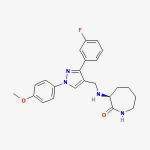 (3S)-3-({[3-(3-fluorophenyl)-1-(4-methoxyphenyl)-1H-pyrazol-4-yl]methyl}amino)-2-azepanone