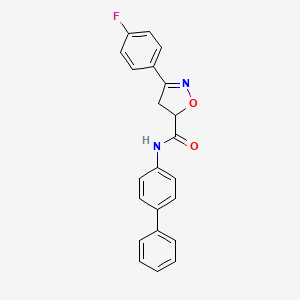 molecular formula C22H17FN2O2 B4644422 N-4-biphenylyl-3-(4-fluorophenyl)-4,5-dihydro-5-isoxazolecarboxamide 