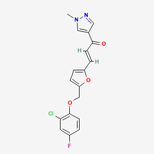 molecular formula C18H14ClFN2O3 B4644426 3-{5-[(2-chloro-4-fluorophenoxy)methyl]-2-furyl}-1-(1-methyl-1H-pyrazol-4-yl)-2-propen-1-one 