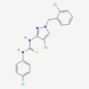 molecular formula C17H13Cl3N4S B4644446 N-[4-chloro-1-(2-chlorobenzyl)-1H-pyrazol-3-yl]-N'-(4-chlorophenyl)thiourea 