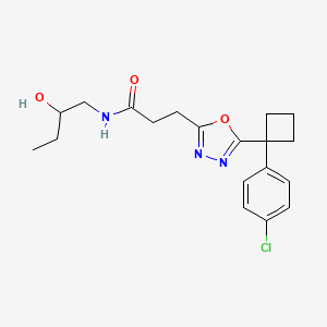 molecular formula C19H24ClN3O3 B4644491 3-{5-[1-(4-chlorophenyl)cyclobutyl]-1,3,4-oxadiazol-2-yl}-N-(2-hydroxybutyl)propanamide 