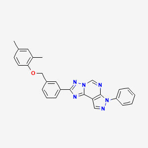 molecular formula C27H22N6O B4644558 2-{3-[(2,4-dimethylphenoxy)methyl]phenyl}-7-phenyl-7H-pyrazolo[4,3-e][1,2,4]triazolo[1,5-c]pyrimidine 