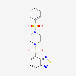 molecular formula C16H16N4O4S3 B4644563 4-{[4-(phenylsulfonyl)-1-piperazinyl]sulfonyl}-2,1,3-benzothiadiazole 