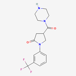 molecular formula C16H18F3N3O2 B4644594 4-(1-piperazinylcarbonyl)-1-[3-(trifluoromethyl)phenyl]-2-pyrrolidinone 