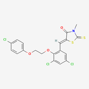 molecular formula C19H14Cl3NO3S2 B4644720 5-{3,5-dichloro-2-[2-(4-chlorophenoxy)ethoxy]benzylidene}-3-methyl-2-thioxo-1,3-thiazolidin-4-one 