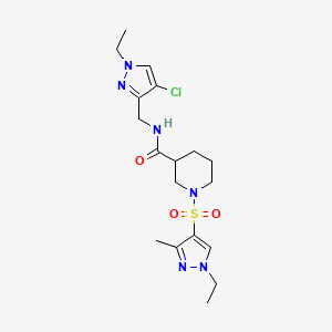 molecular formula C18H27ClN6O3S B4644776 N-[(4-chloro-1-ethyl-1H-pyrazol-3-yl)methyl]-1-[(1-ethyl-3-methyl-1H-pyrazol-4-yl)sulfonyl]-3-piperidinecarboxamide 