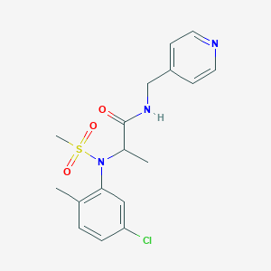 molecular formula C17H20ClN3O3S B4644796 N~2~-(5-chloro-2-methylphenyl)-N~2~-(methylsulfonyl)-N~1~-(4-pyridinylmethyl)alaninamide 