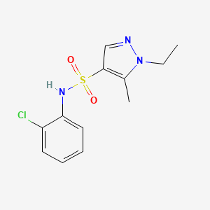 molecular formula C12H14ClN3O2S B4645008 N-(2-chlorophenyl)-1-ethyl-5-methyl-1H-pyrazole-4-sulfonamide 