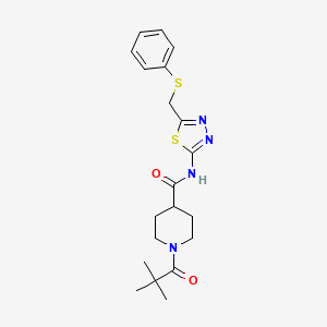 molecular formula C20H26N4O2S2 B4645091 1-(2,2-dimethylpropanoyl)-N-{5-[(phenylthio)methyl]-1,3,4-thiadiazol-2-yl}-4-piperidinecarboxamide 
